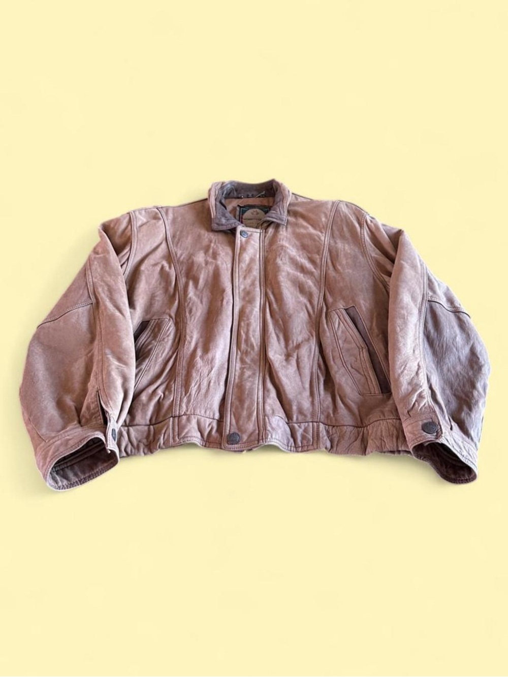 Vintage Members Only Suede Leather Bomber Jacket Tan Barn Workwear Men’s XL